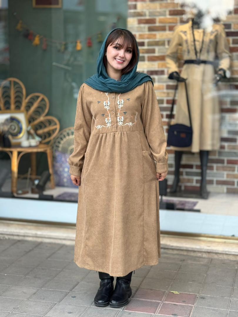پیراهن مهسا نسکافه ای