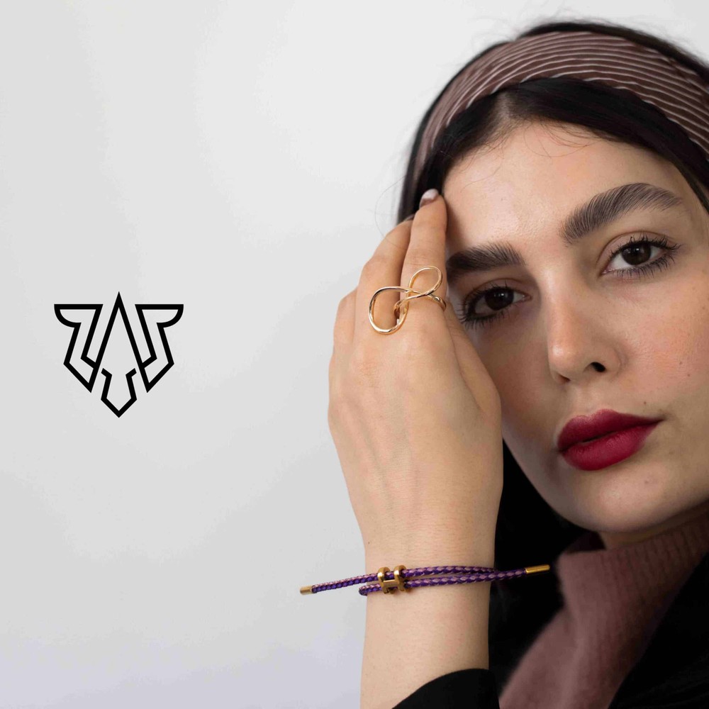 دستبند کنفی سیمی HERMES (بنفش سلطنتی و طلایی) | ست کاپلی و یونیسکس