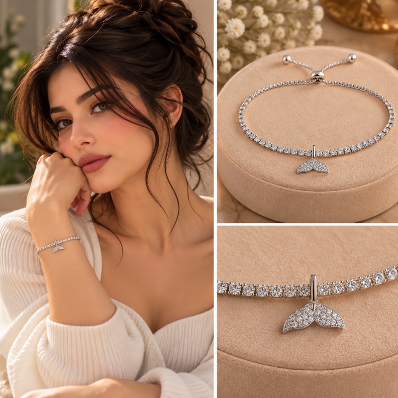 دستبند تنیسی آویز دم وال 🐋✨