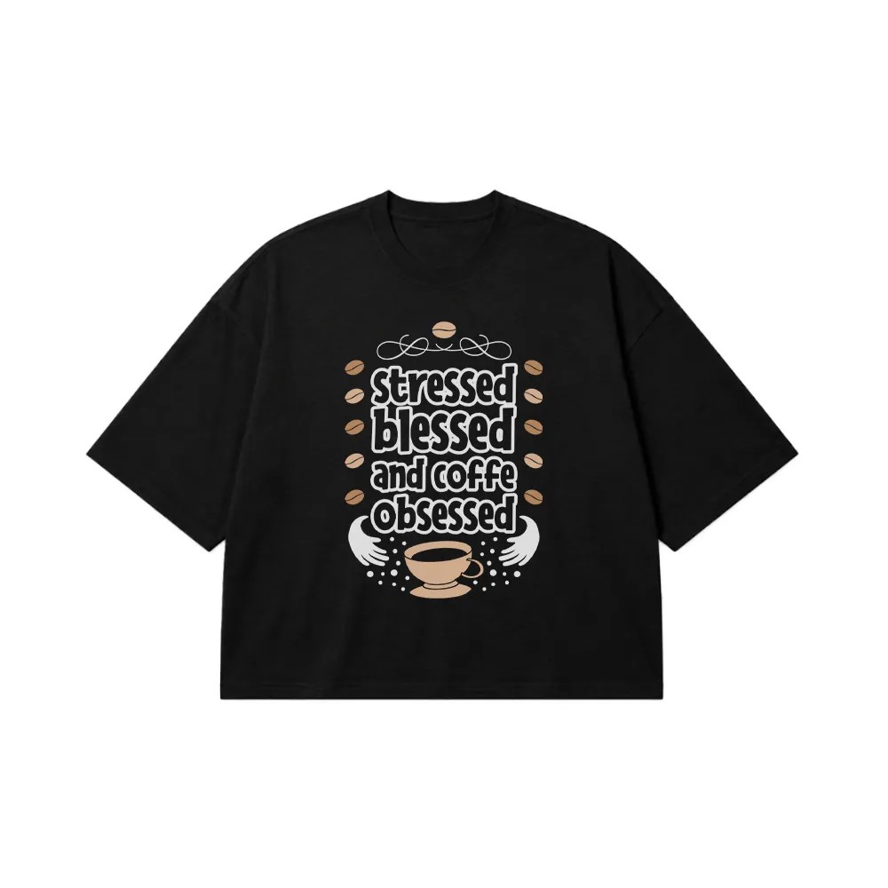 تیشرت باکسی طرح قهوه There Is No Life Before Coffee کد 8546