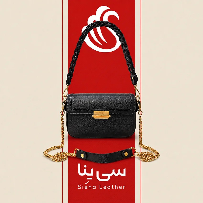 کیف تمام چرم کلاسیک مجلسی کد 3076 – بند کوتاه و بلند، ابعاد ۱۲×۲۰