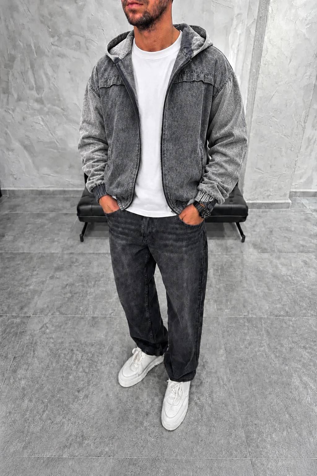 سویشرت کتان کارهارت (carhartt) داخل خز طوسی
