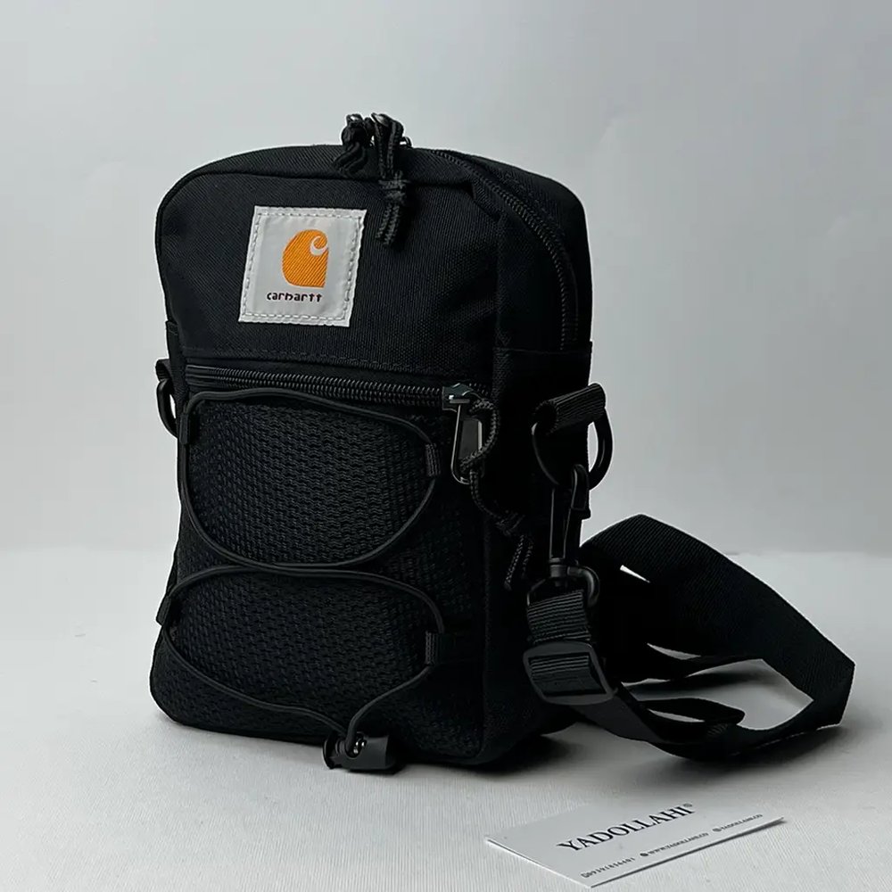 کیف مشکی کارهارت با بند کشی مارپیچی و لیبل کلاسیک Carhartt