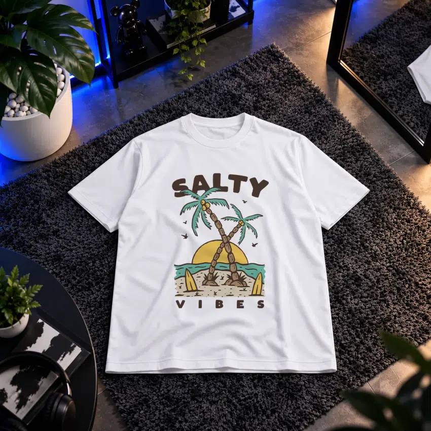 تیشرت ساحل و نخل طرح Salty Vibes کد 7333