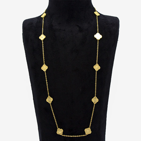 گردنبند رو لباسی زنانه ونکلیف استیل طلایی Necklace Opera Vancleef Gold