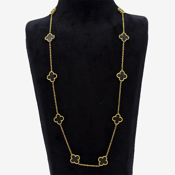 گردنبند رو لباسی ونکلیف استیل مشکی Necklace Opera Vancleef
