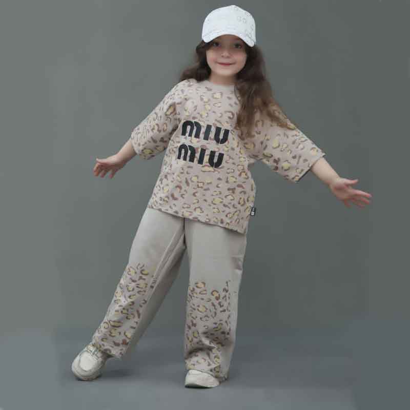 تیشرت شلوار دخترانه طرح پلنگی MIU MIU