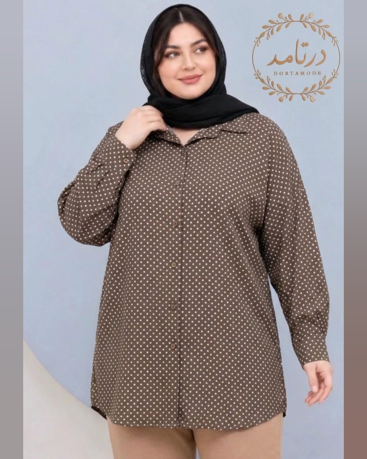 شومیز خالدار سایز بزرگ حنا