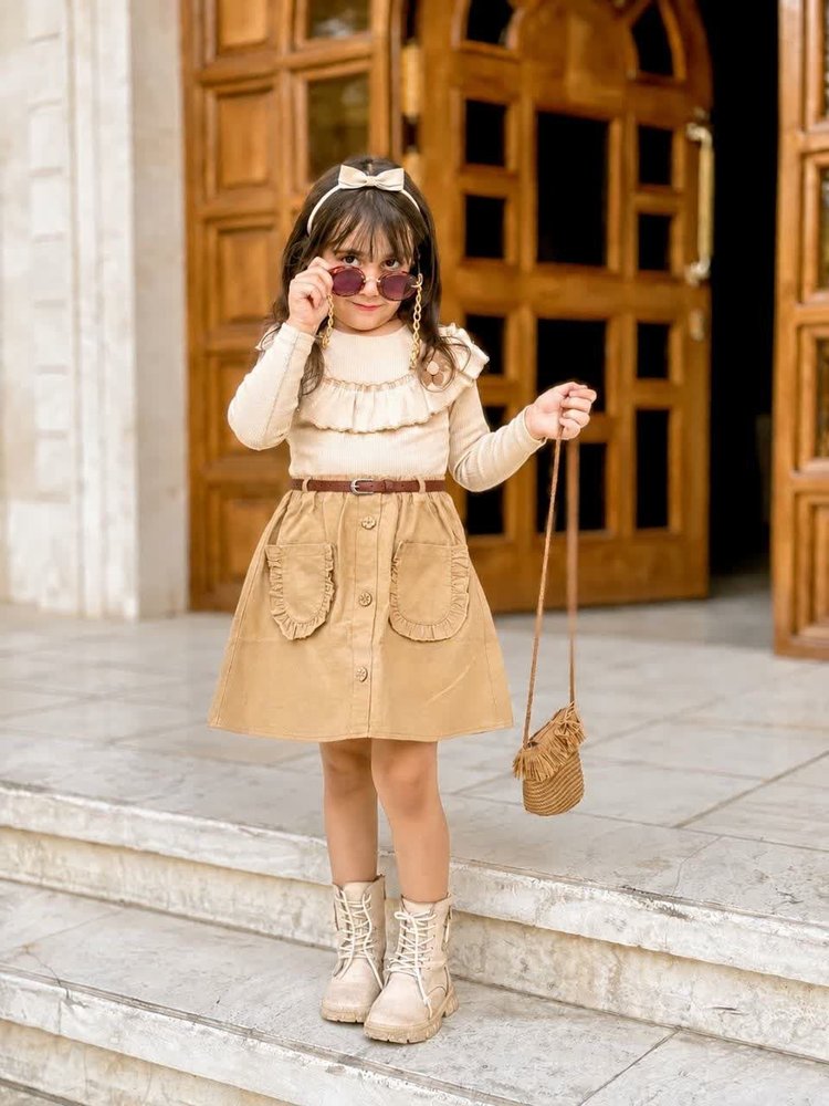 ست بلوز دامن کمربند بچگانه گیسو - diankids.ir
