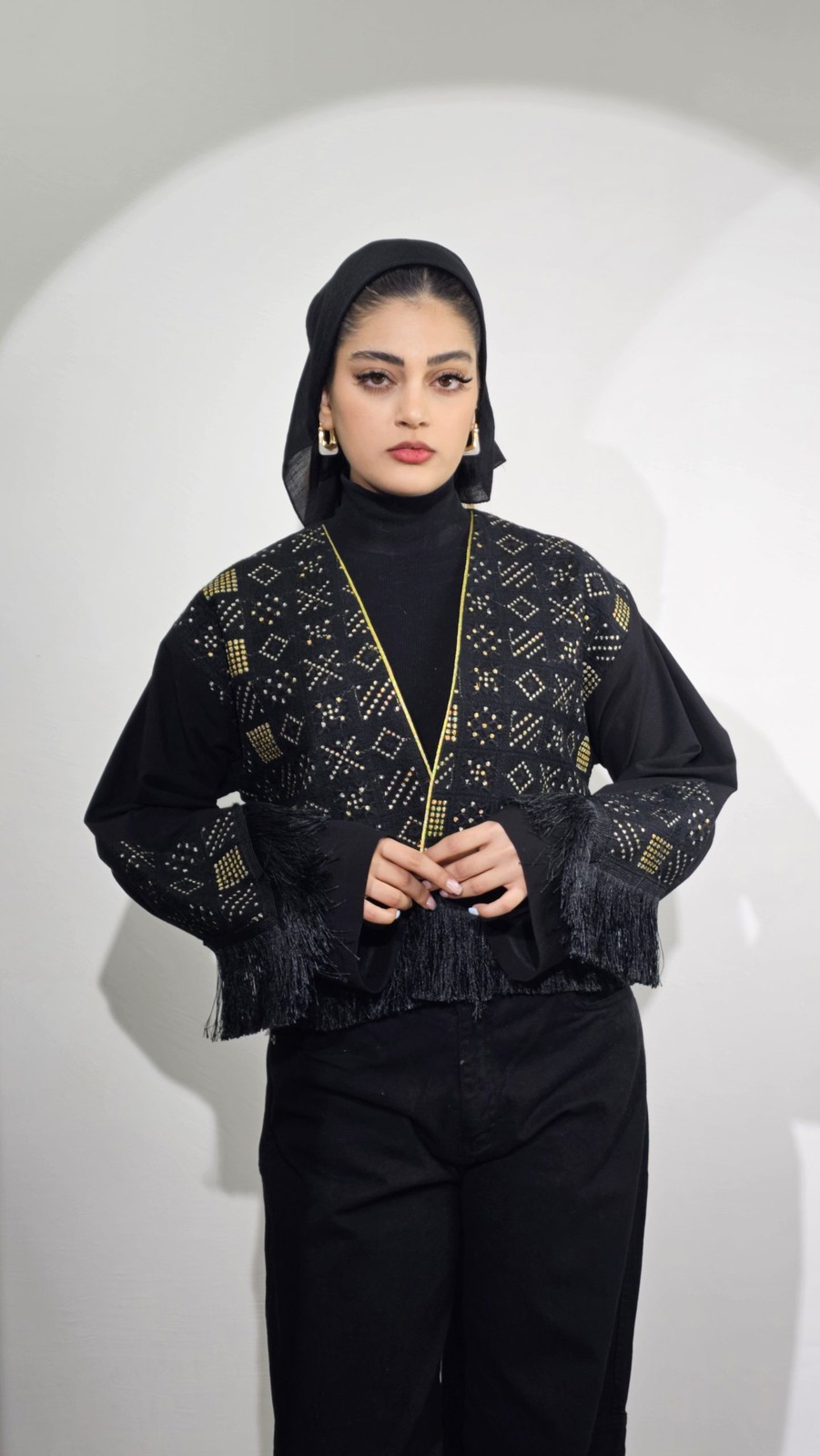 کراپ کت لنین زنانه سوزن دوزی