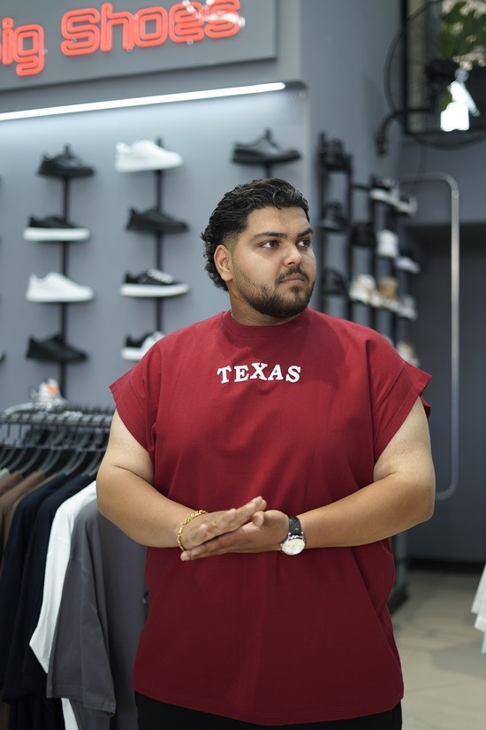 وست پنبه دورس دونخ مردانه سایز بزرگ TEXAS رنگ زرشکی سایز 3XL