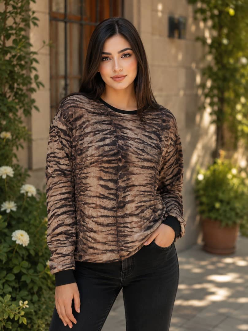 بلوز آستردار پلنگی زنانه