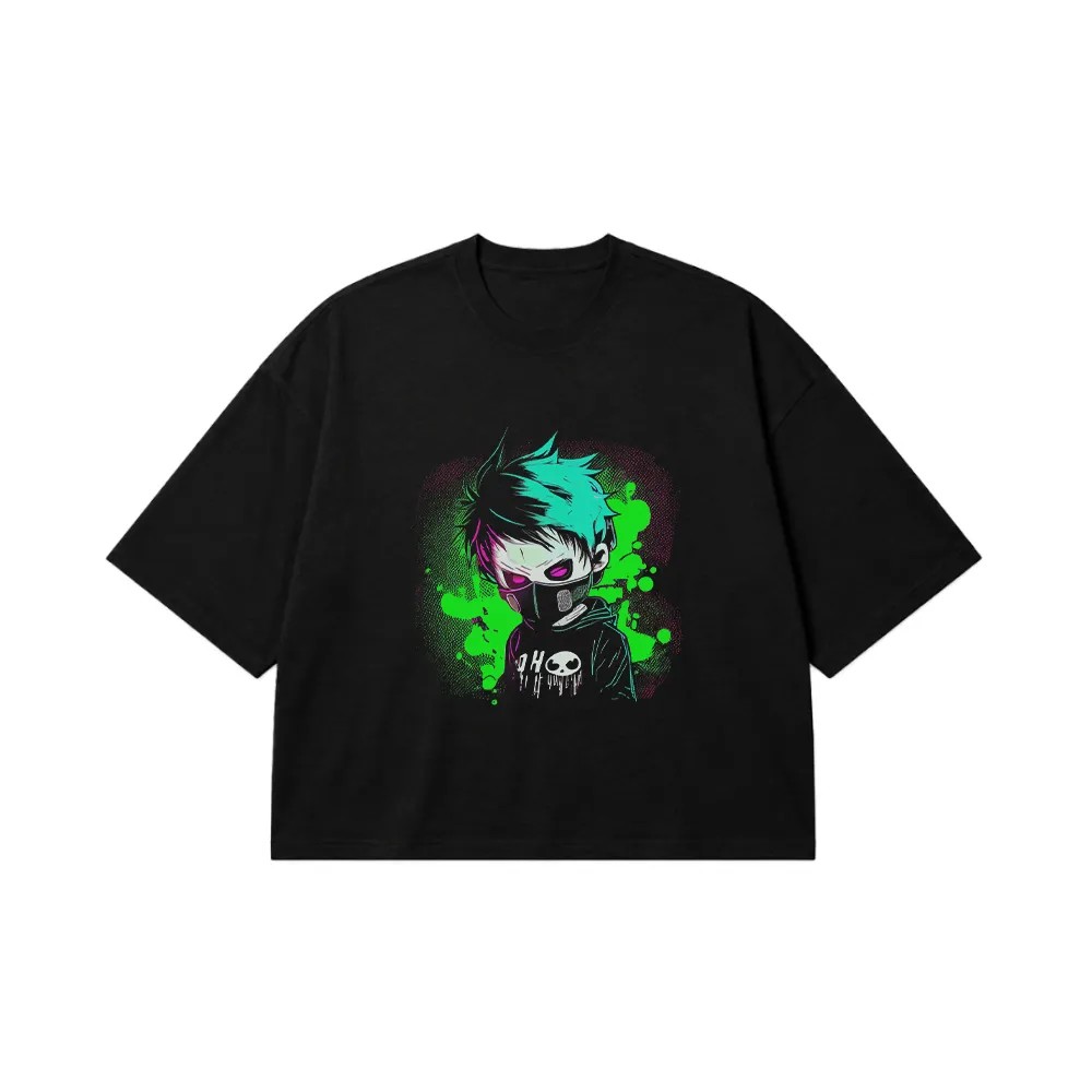 تیشرت باکسی طرح پسر ماسک‌دار نئون (Neon Mask Boy) کد 12435