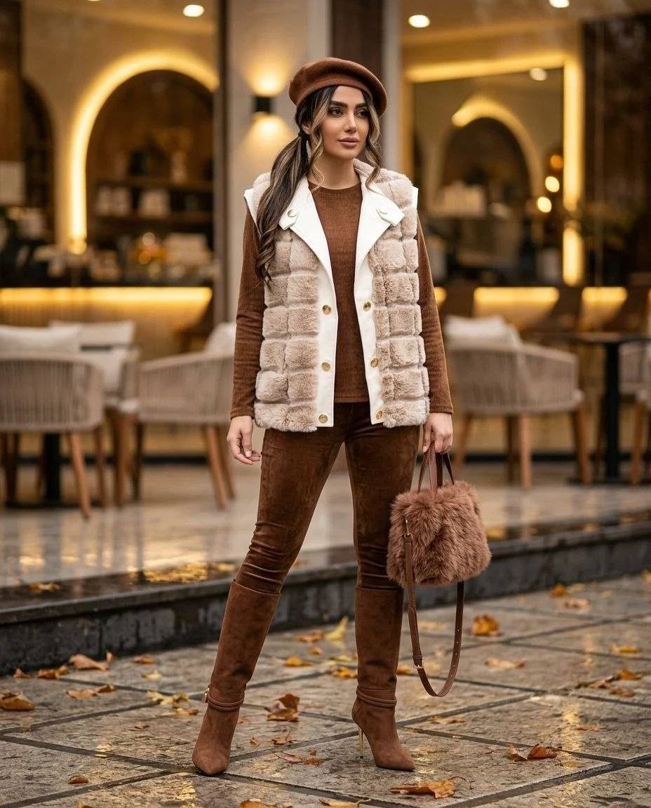 وست خز زنانه روسی عروسکی آیدا قد 50 کد 3366