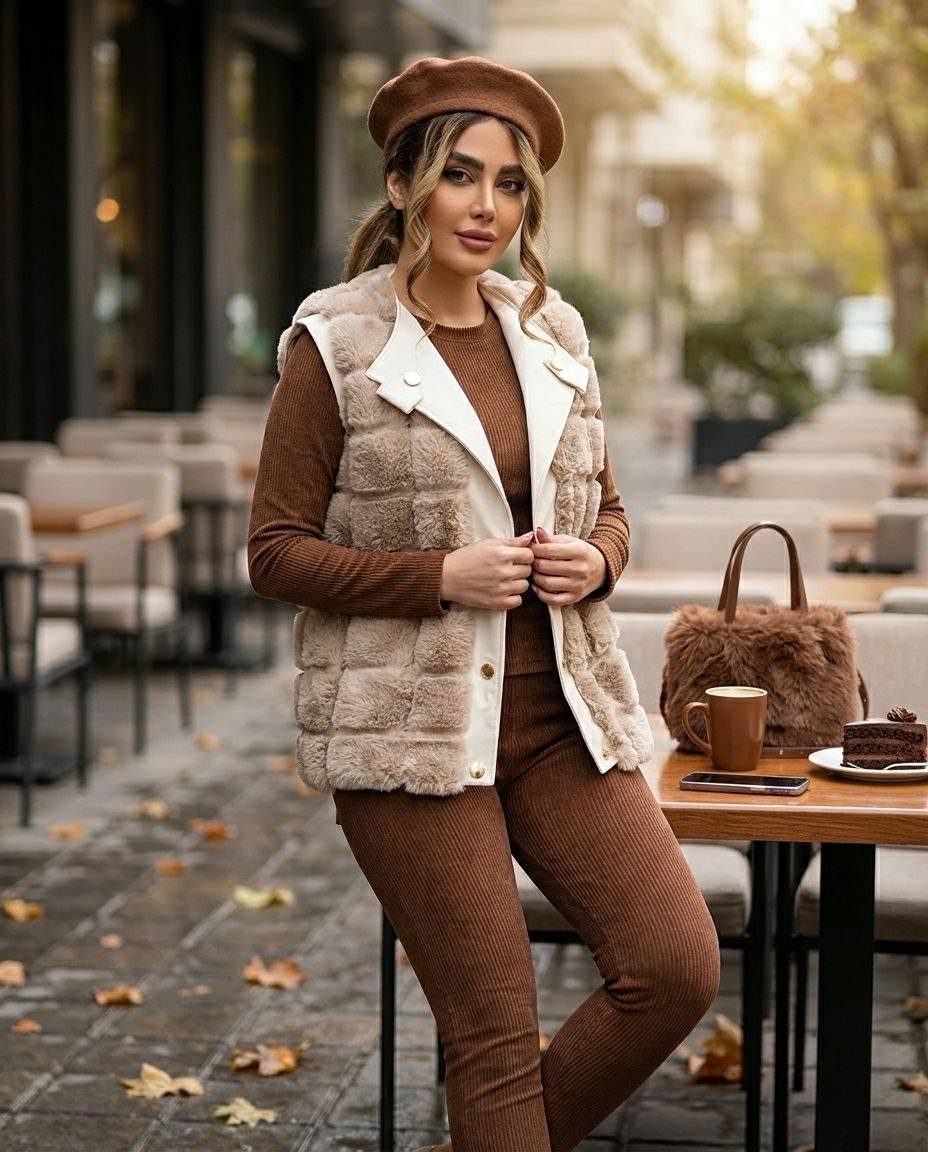 وست خز زنانه روسی عروسکی آیدا قد 70 کد 3366