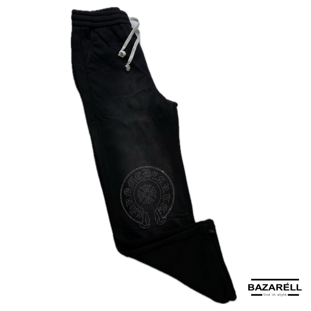 شلوار اسلش جاگر مشکی نگین‌دار طرح BALENCIAGA – استایل لاکچری خیابانی زمستانی Balenciaga Rhinestone Black Jogger Sweatpants – Luxury Winter Streetwear