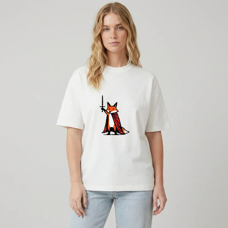 تی شرت آستین کوتاه زنانه پنبه طرح fox