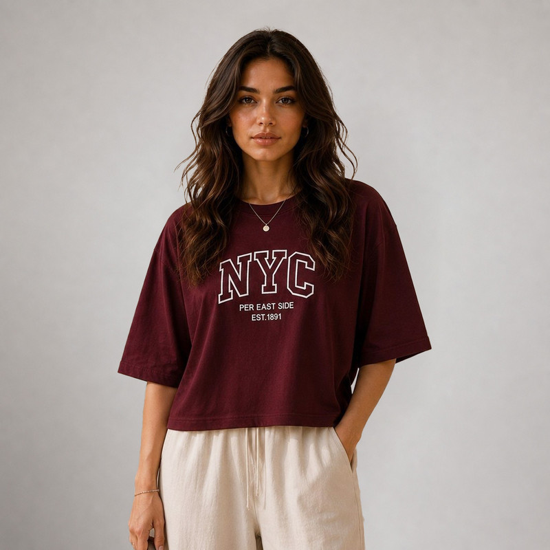 تیشرت باکسی زنانه طرح NYC کد 405489