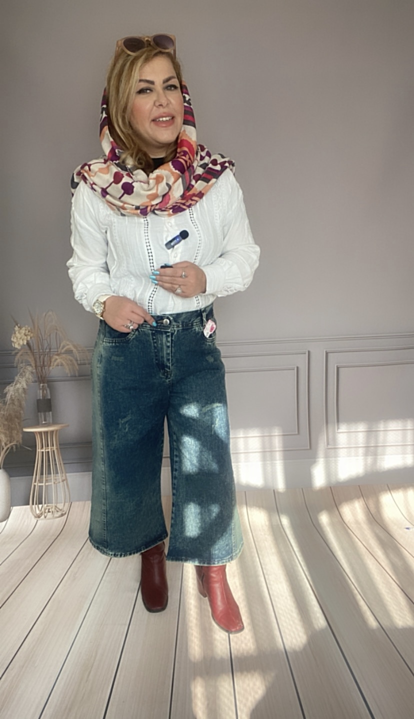 شلوار زنانه جین ایزی بگ تینت سبز