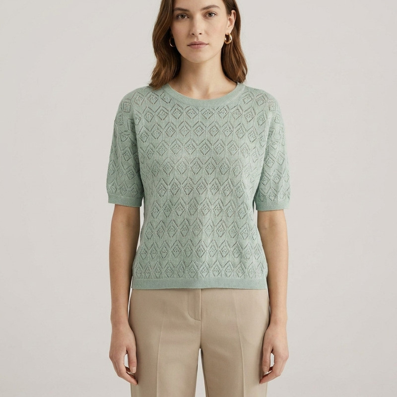 پلیور یقه گرد زنانه آپ2فشن مدل short sleeves