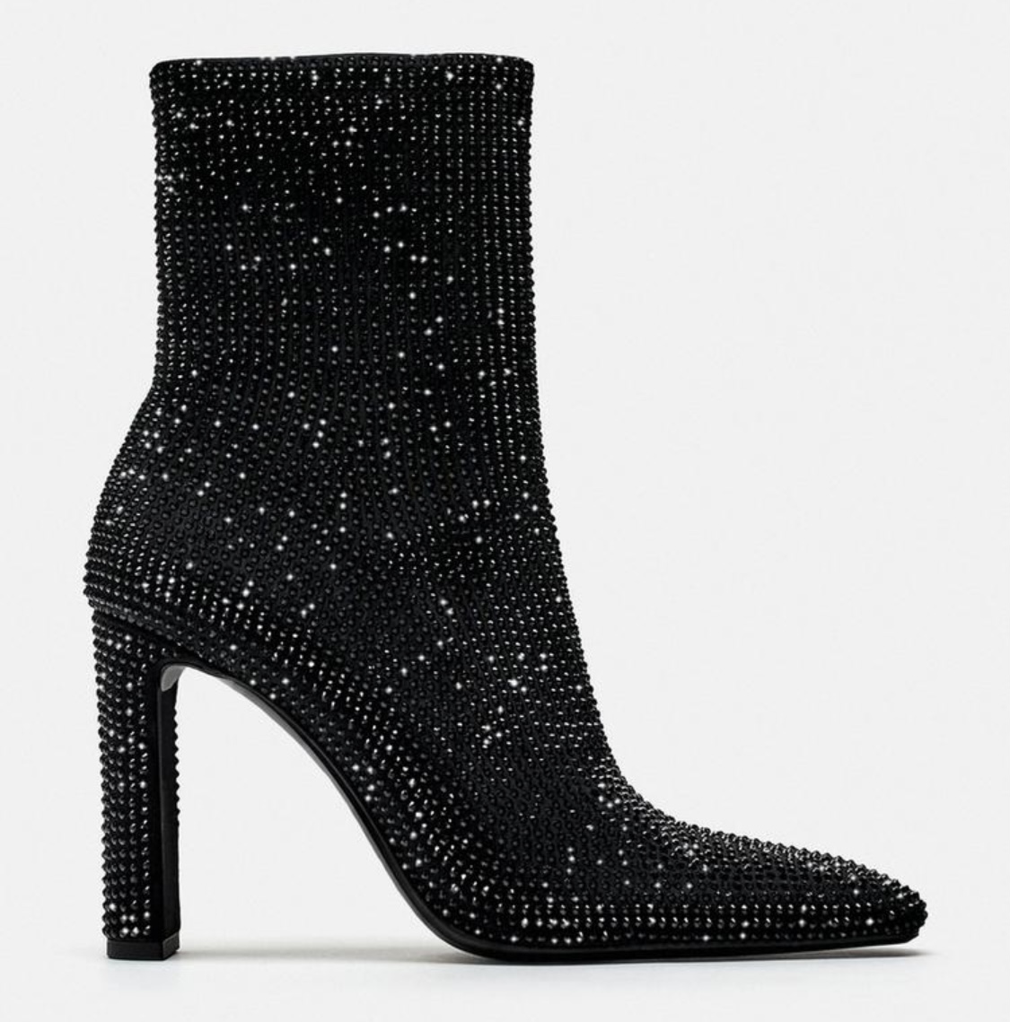 ZARA HIGH-HEEL ANKLE BOOTS WITH RHINESTONES