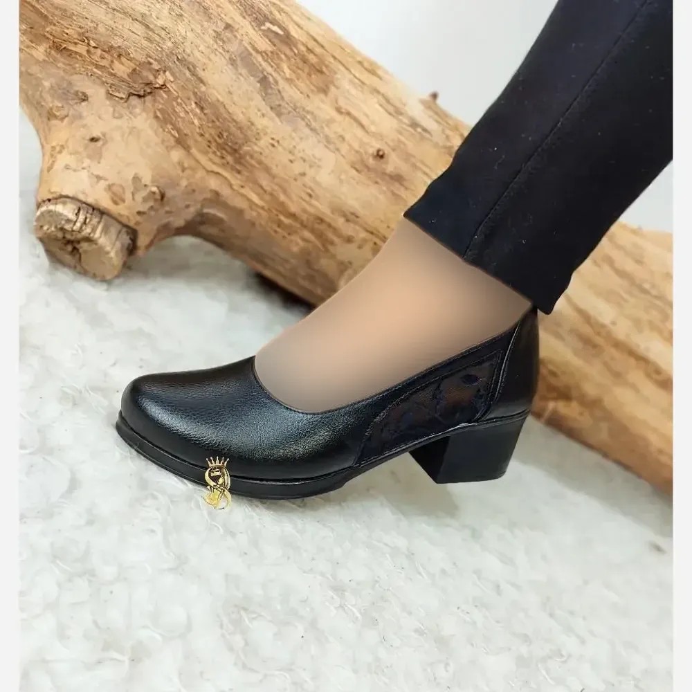 کفش طبی تابستانه مجلسی زنانه چرم صنعتی مدل مریم رنگ مشکی
