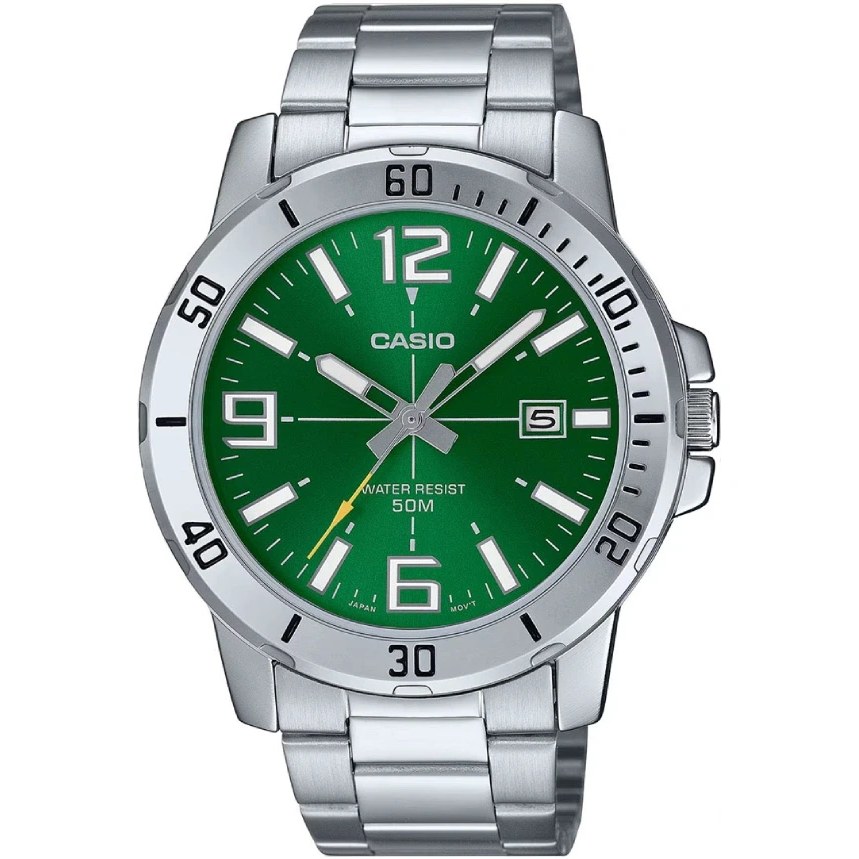ساعت مچی مردانه کاسیو Casio MTP-VD01D-3B – بند استیل، صفحه سبز، کلاسیک روزمره