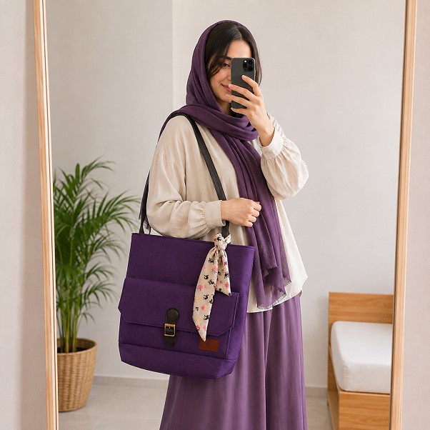 کیف دوشی ساحل رنگ بنفش
