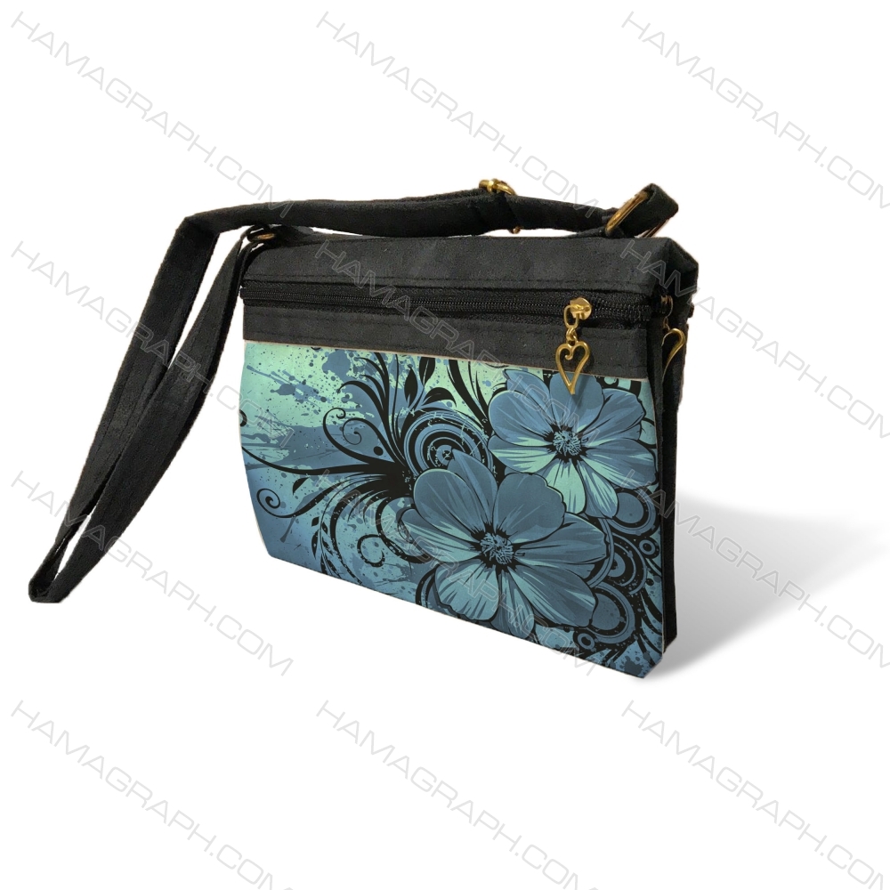 کیف دوشی زنانه با طرح blue flower 2