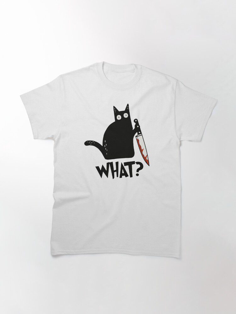 تیشرت Nightmare Before Christmas طرح Cat What? Murderous Black Cat With Knife کد 260665