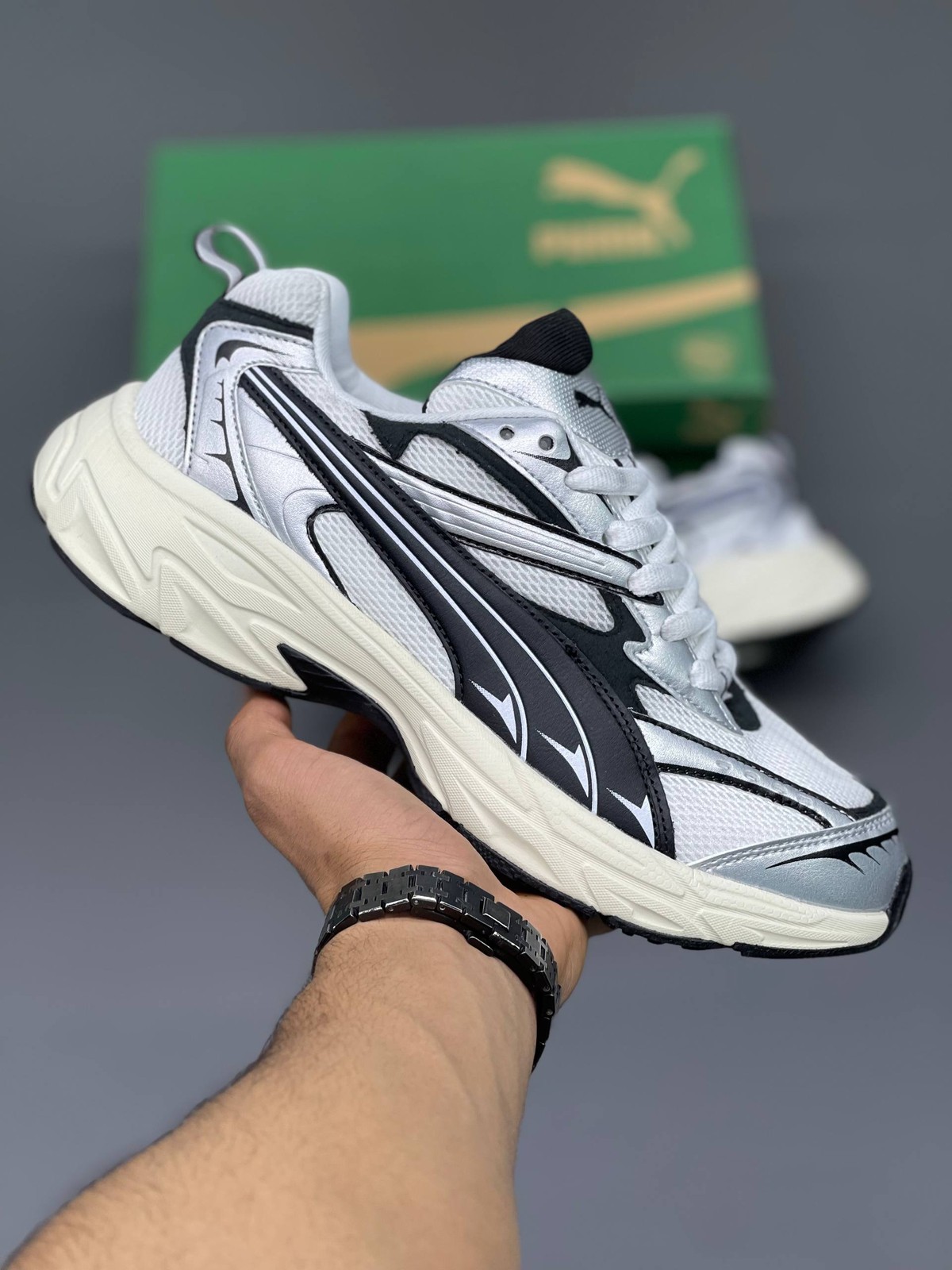 کفش پوما مورفیک رترو یونیسکس سفید مشکی Puma Morphic Retro Unisex White Black