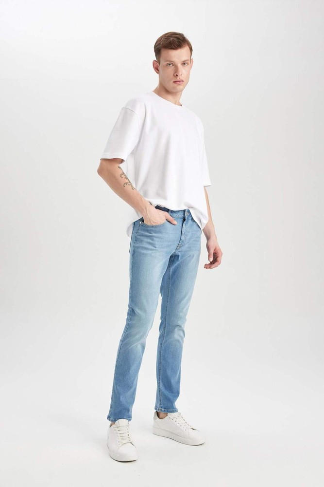 شلوار جین DeFacto دیفکتو کمر اسلیم فیت اسلیم فیت و اسلیم فیت Fit Pedro Slim Fit معمولی B3624AX24SP اورجینال