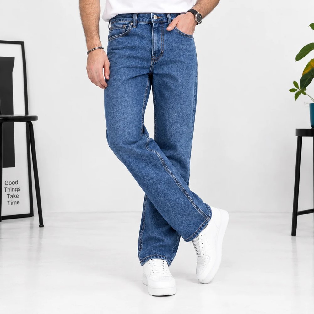 شلوار جین مردانه راسته فیت آبی کلاسیک | Classic Blue Slim Fit Men’s Jeans