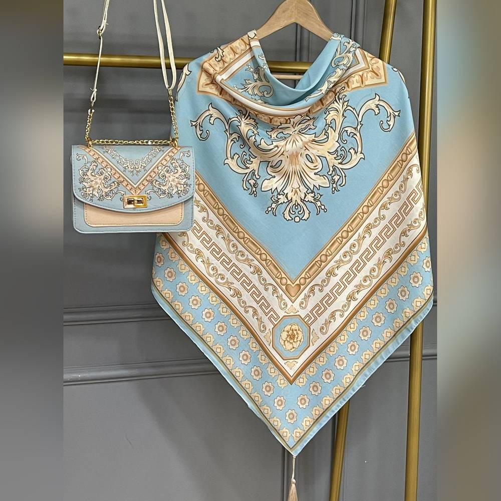 ست کیف و روسری سورنا آبی (B2)