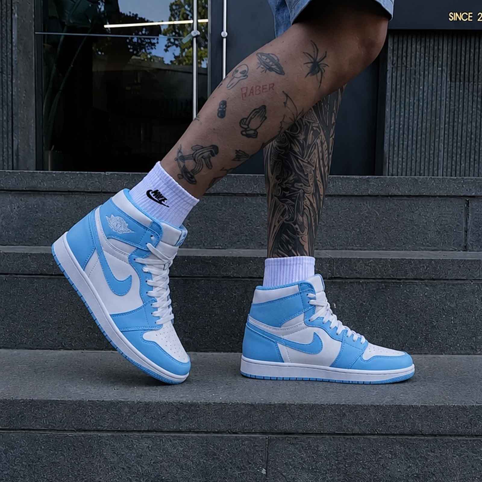 کتونی Air Jordan 1 high quality Blue/White کد AJBW