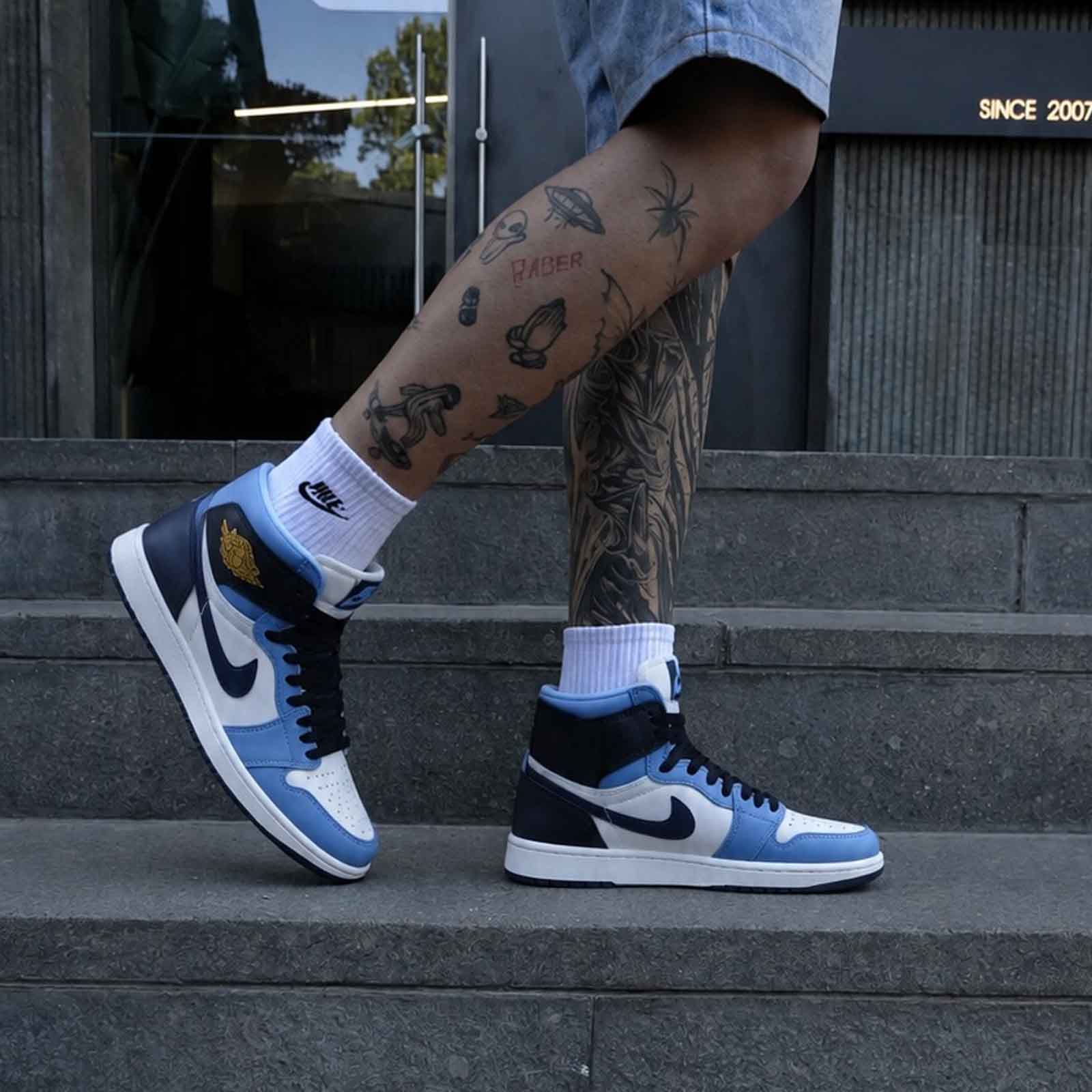 کتونی Air Jordan 1 high quality navy/ice blue کد AJNI