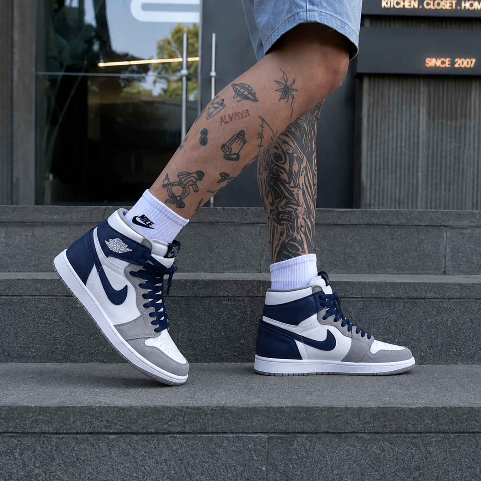 کتونی Air Jordan 1 high quality navy blue کد AJNB