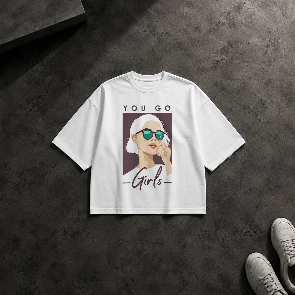 تیشرت باکسی تایپوگرافی طرح You Go Girls کد po6379