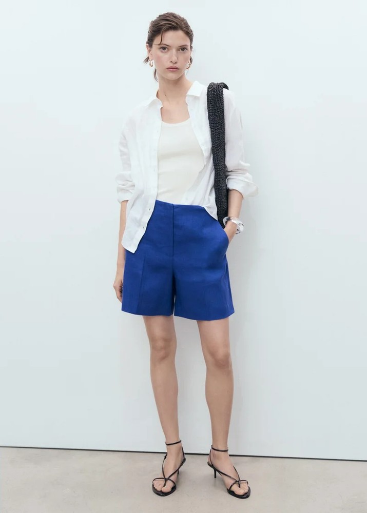 MANGO – MANGO Straight Mid-Rise Shorts for Women | Best Price UAE