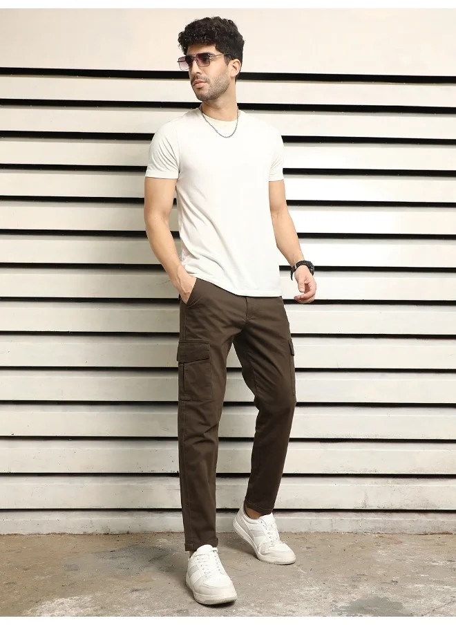 HIGH STAR – HIGH STAR Men’s Slim Fit Dark Olive Cropped Cargo Trousers – Functional and Modern for Men | Best Price UAE
