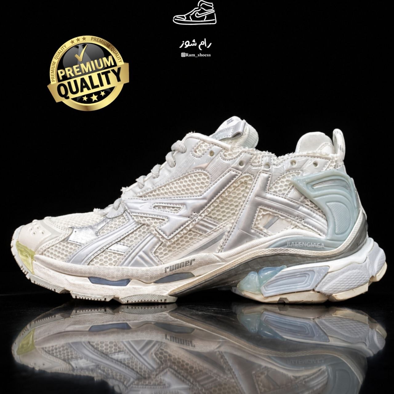 کتونی Balenciaga Runner White Grey Silver
