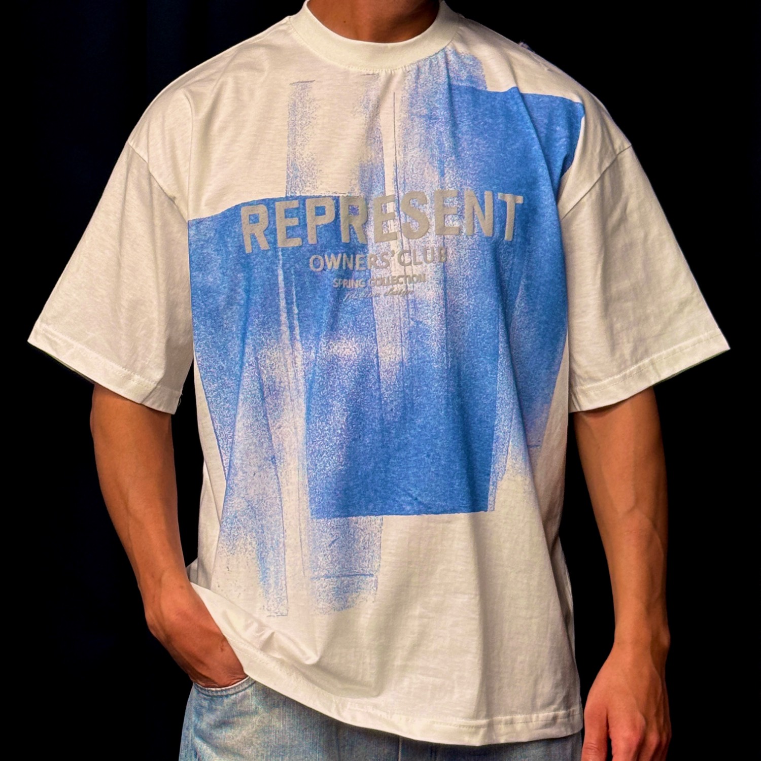 تیشرت اسپیندل طرح REPRESENT کد 16486رنگ سفید سایز 3XL