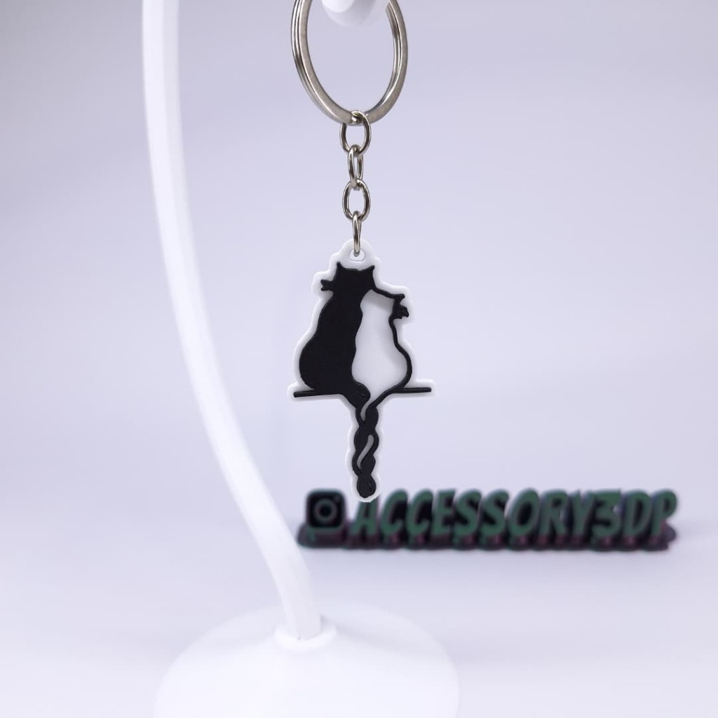 جاکلیدی و آویز کیف فانتزی طرح گربه‌های عاشق ROMANTIC CATS KEYCHAIN
