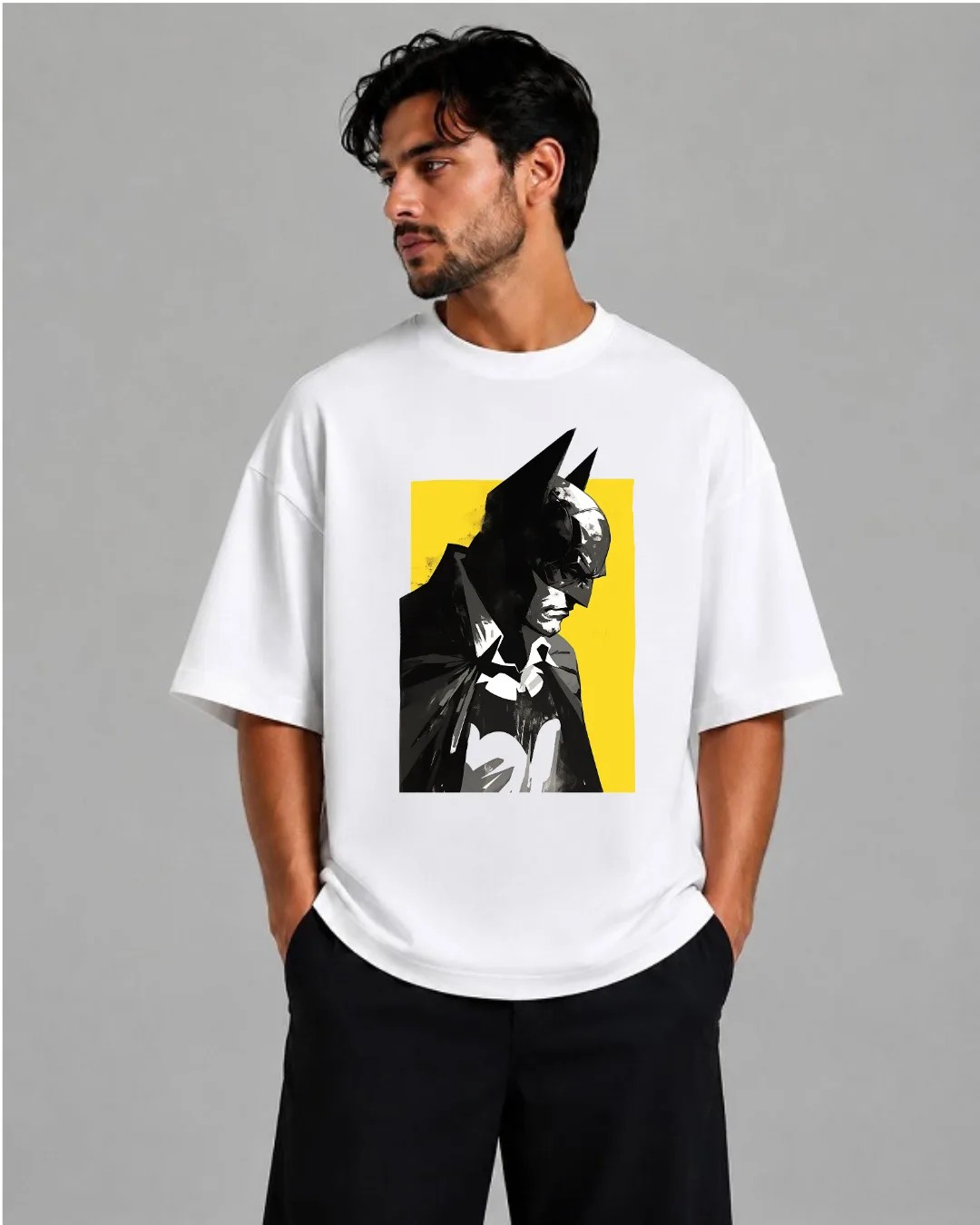 باکسی سفید | طرح شوالیه تاریکی بتمن | | تیشرت باکسی سفید | طرح شوالیه تاریکی بتمن | Dark Knight Graphic Oversized Tee کد 20824