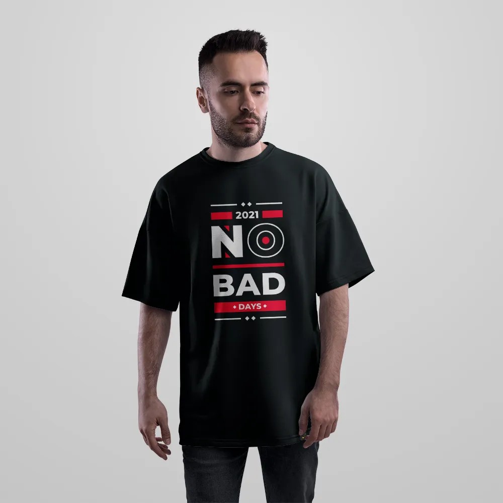 تیشرت اورسایز حال خوب نوشته No Bad Days کد 8039