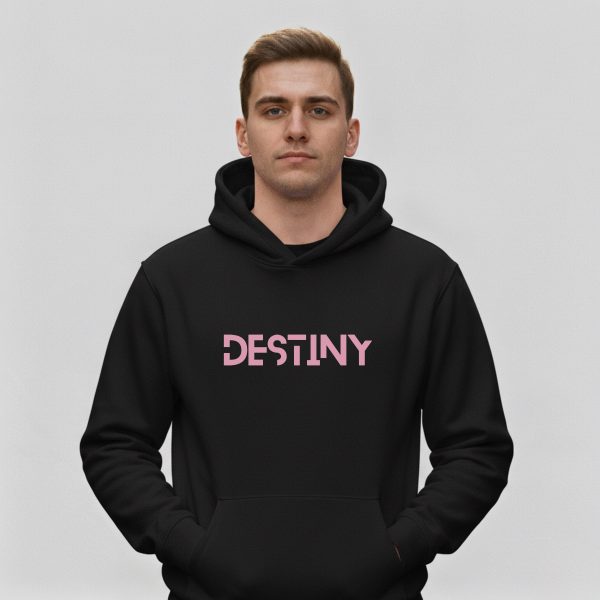 هودی مشکی طرح Pink Destiny