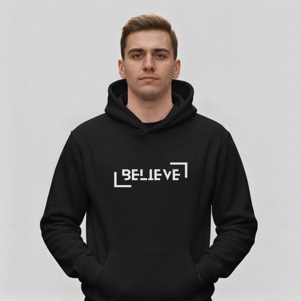 هودی مشکی طرح White Believe