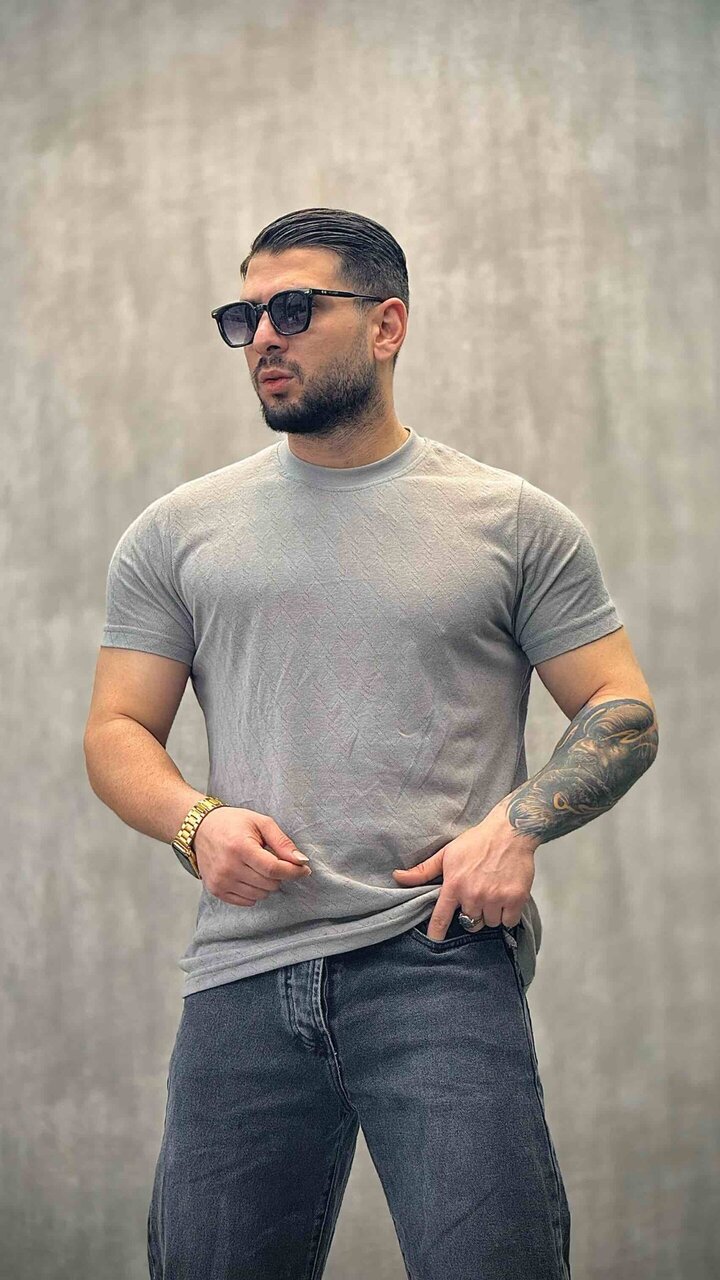 تیشرت سوزنی طرح لوزی CATCH