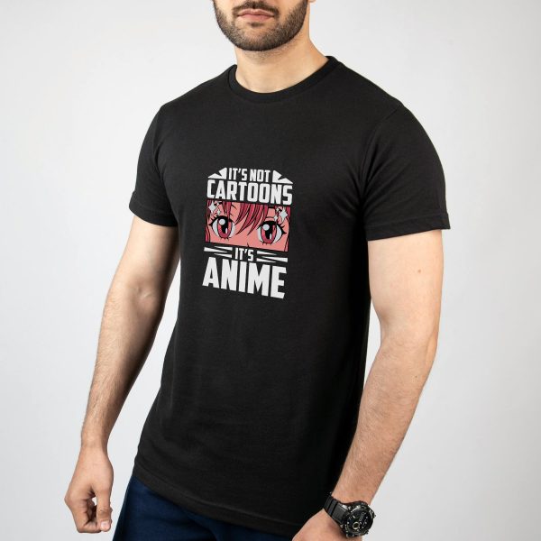 تیشرت آستین کوتاه مشکی طرح «این کارتون نیست، انیمه است» – It's not cartoon, it's anime