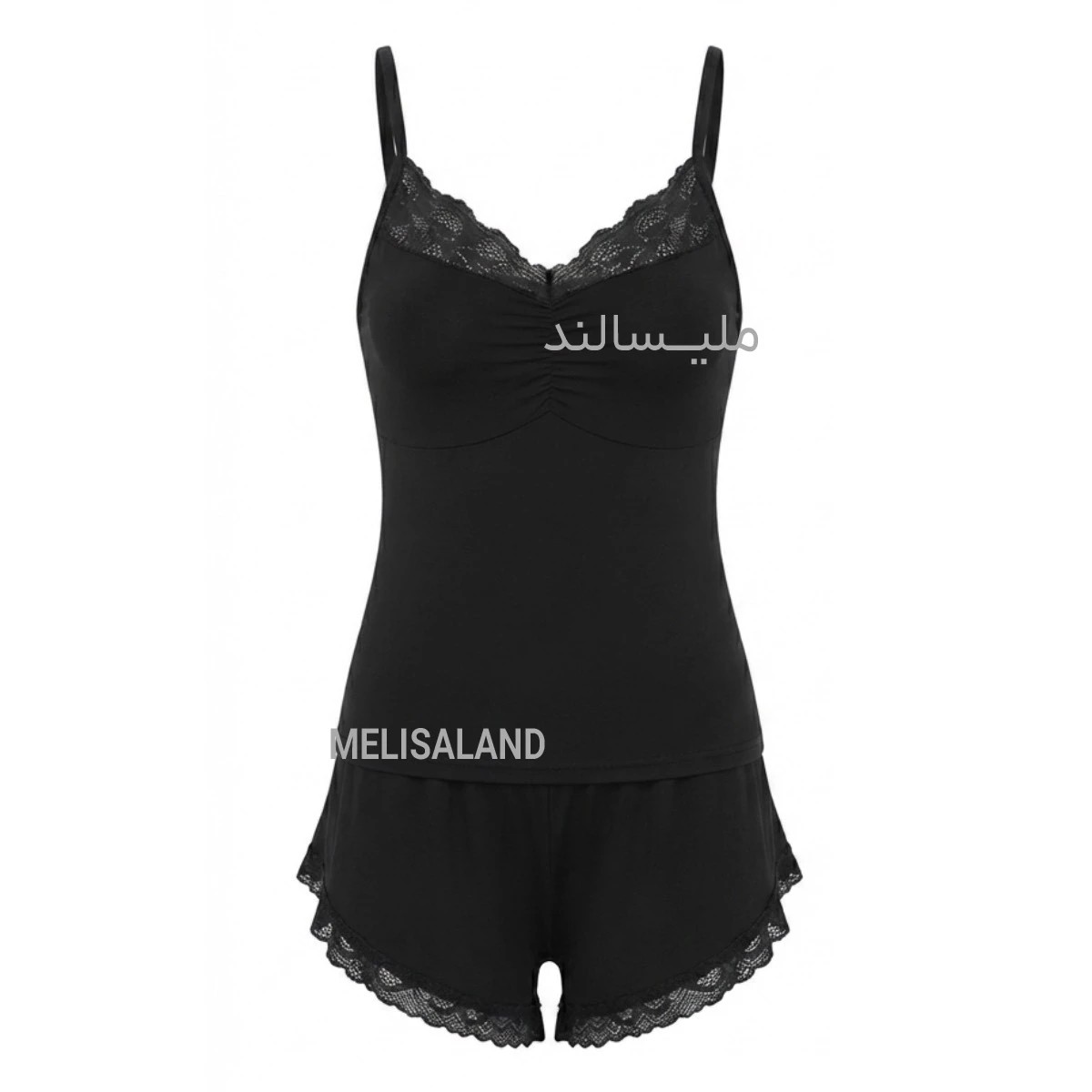 ست تاپ شورتک پارچه فلامنت کشی کد ML14067